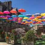 Umbrellas providing a little shade at the square in Pontivy