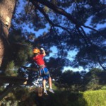 Nate on the zipline at the campsite