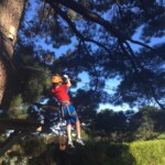 Nate on the zipline at the campsite