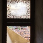 Experimental decorated parchment skin window. Unfortunately it didn't quite hold up like they'd hoped.