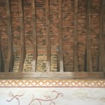 Beautiful decorated walls and inside of the roof in the guest chamber, just off the great hall.