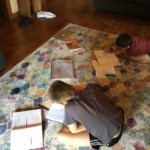 Schoolwork on the floor